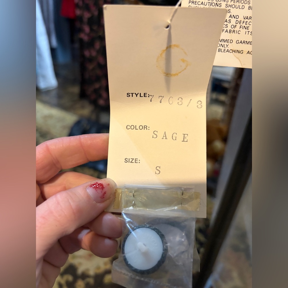 100% Silk 2 piece suit in Sage Double-Breasted Blazer vintage 70s - Picture 4 of 6